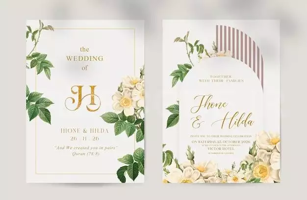 Floral Wedding Invitation With Beauty Watercolor Flowers