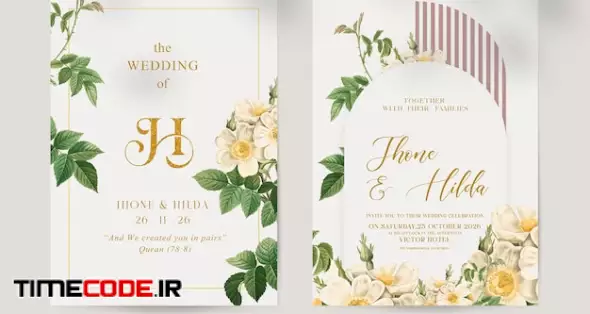 Floral Wedding Invitation With Beauty Watercolor Flowers