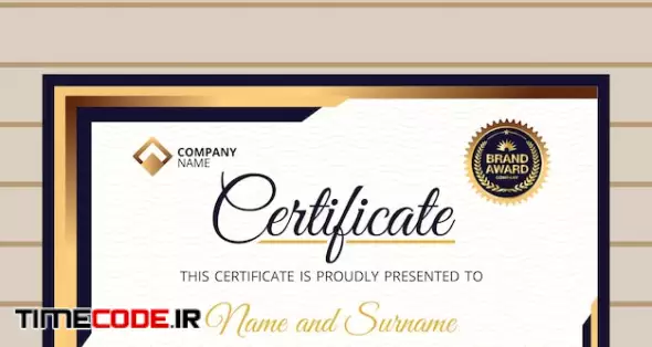 Elegant Blue Gold Diploma Certificate Template