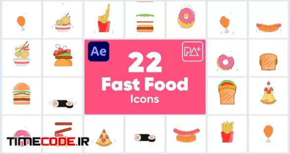 Fast Food Icons For After Effects