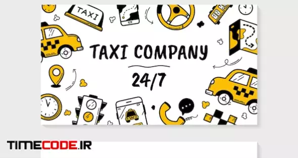 Taxi Business Visit Card Template In Doodle Style