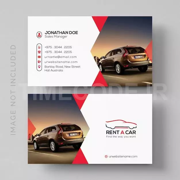 Simple Rent A Car Business Card Mockup With Image