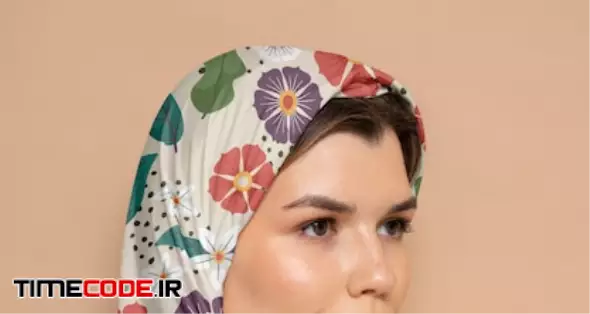 Portrait Of Woman Wearing Islamic Floral Hijab
