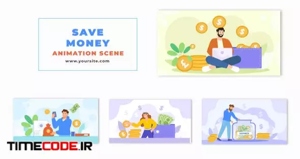 Animated Money Saving Scene With Flat Characters