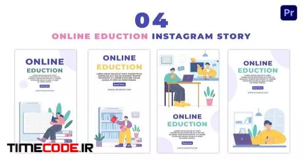 Online Educating Students Flat Character Instagram Story