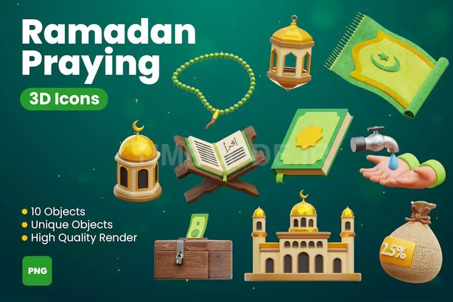 دانلود آیکون سه بعدی ماه رمضان