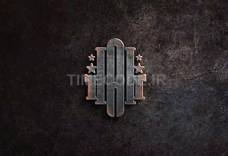 Realistic Logo Mockup With Iron Texture