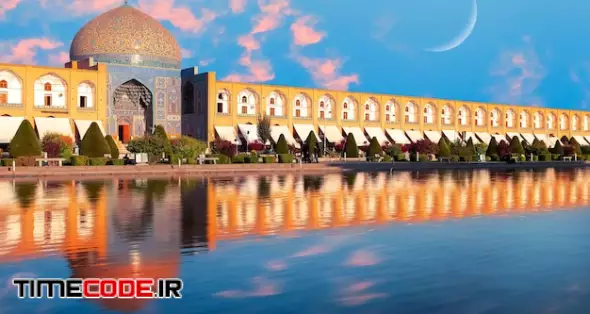 Iran Persia Isfahan Dome Of Sheikh Lotfollah Mosque At Naqshe Jahan Square In Isfahan At Sunset