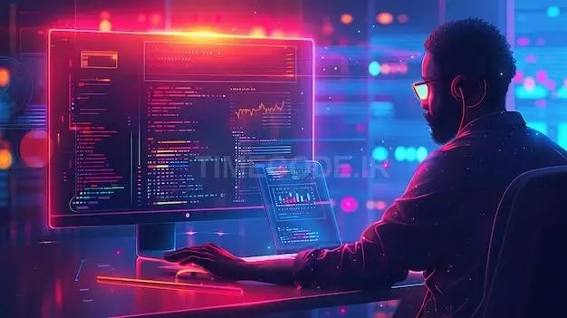 دانلود عکس برنامه نویس در حال اسکن اطلاعات