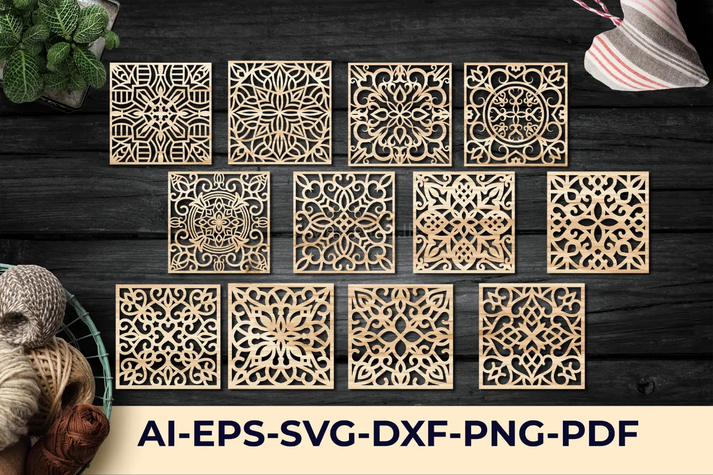 150طرح زیر لیوانی چوبی برای برش لیزری [DXF]
