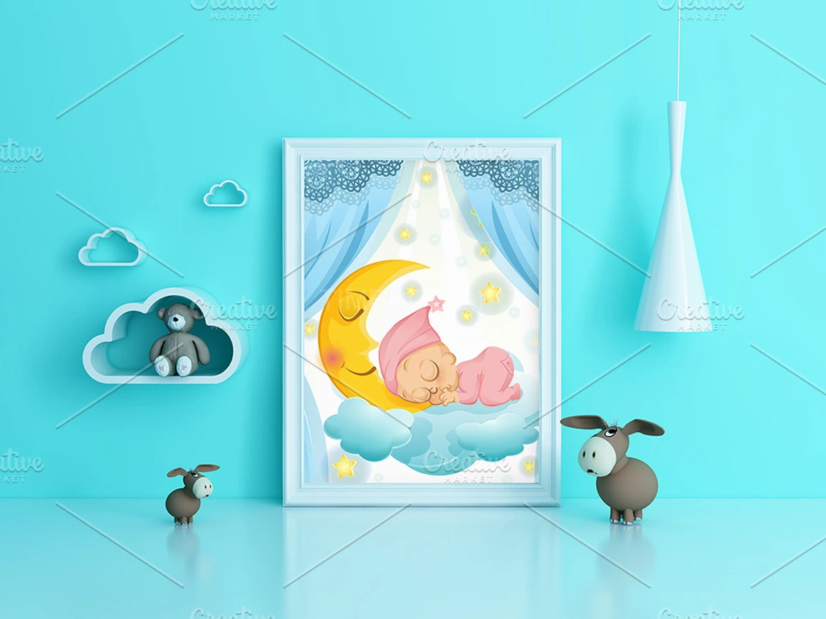 موکاپ قاب عکس اتاق کودک