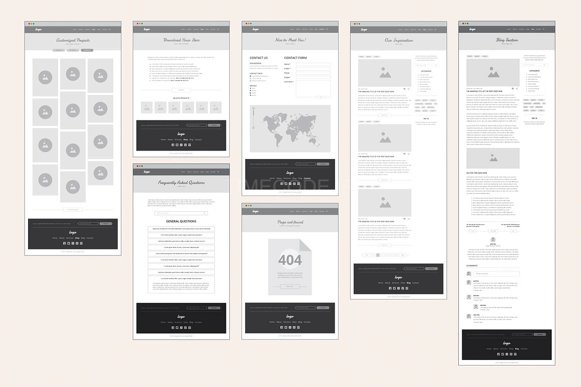 موکاپ وب سایت و سایت مپ Wireframe And Sitemap Creator | Creative Market ...