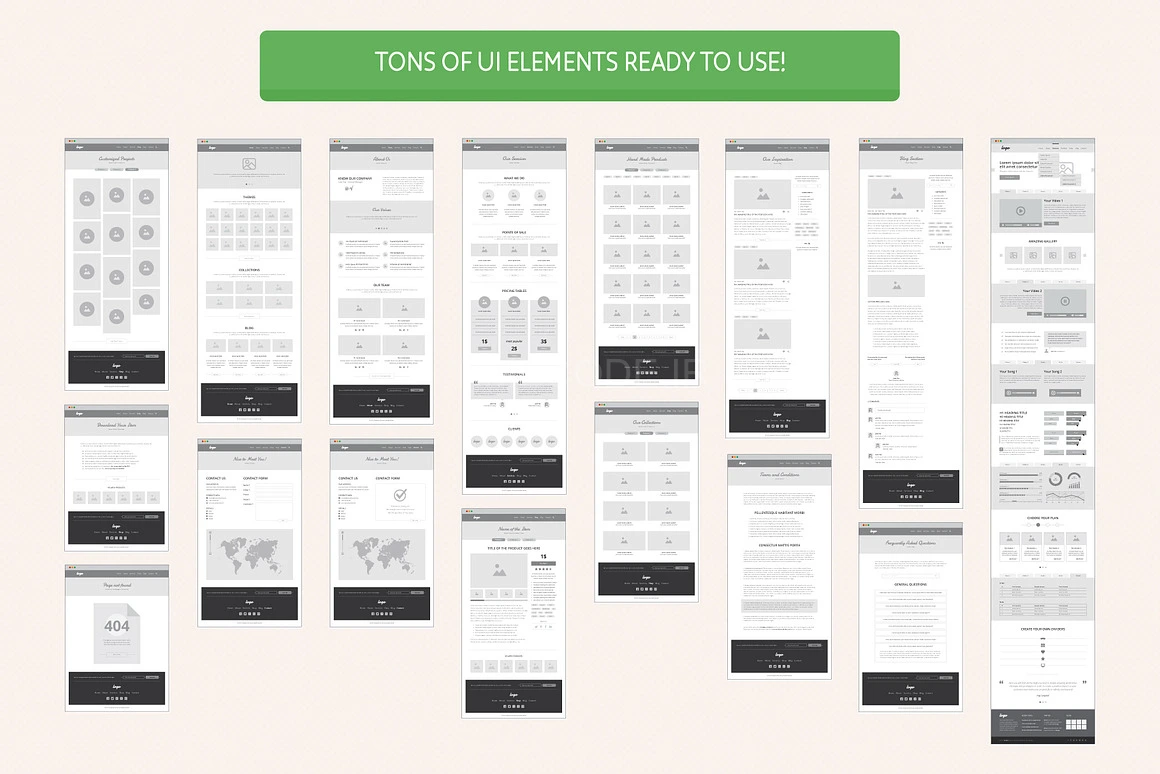 موکاپ وب سایت و سایت مپ Wireframe And Sitemap Creator | Creative Market ...