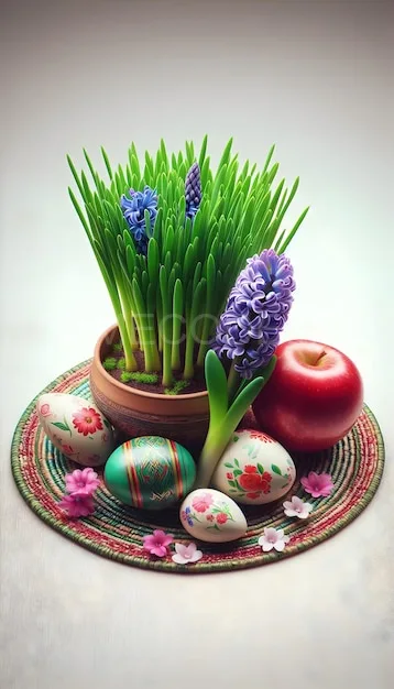 عکس سبزه عید و تخم مرغ رنگی