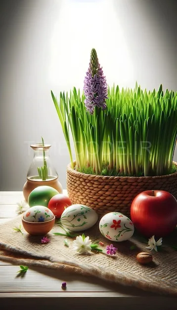 عکس سبزه عید و تخم مرغ رنگی
