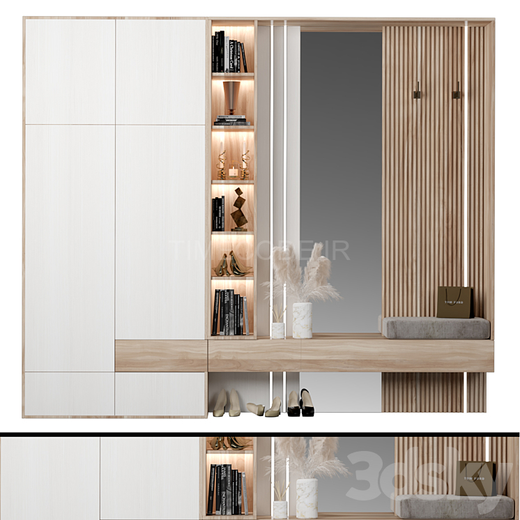 مدل سه بعدی کمد دیواری راهرو