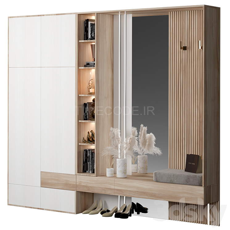 مدل سه بعدی کمد دیواری راهرو