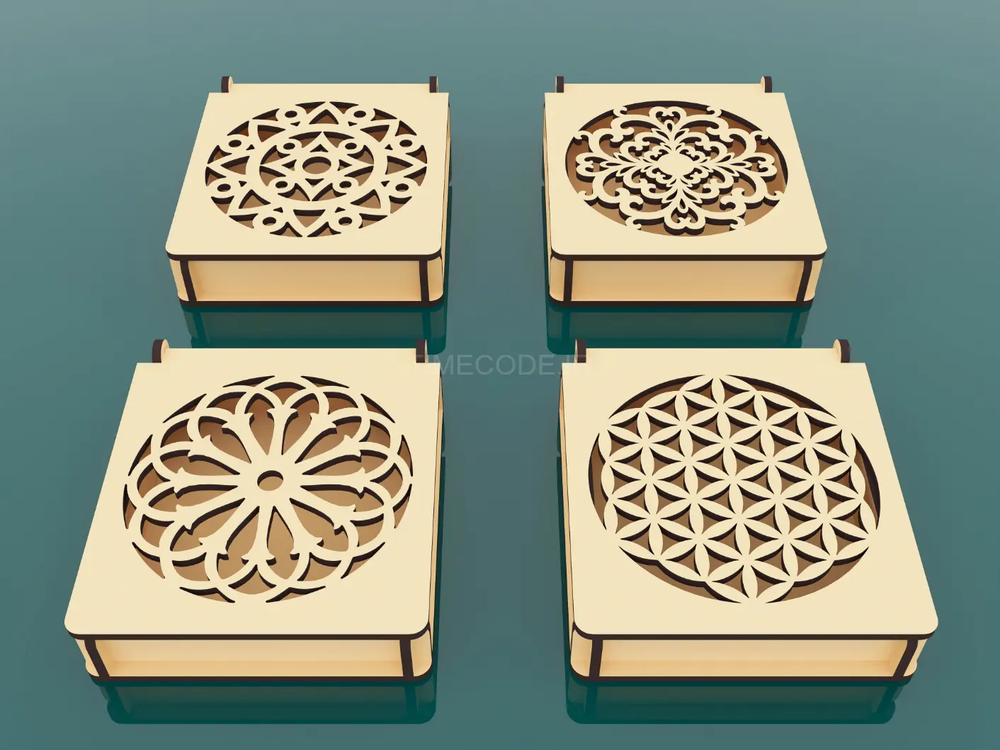 طرح‌ برش لیزری جعبه هدیه چوبی تزیینی