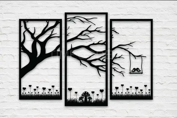 طرح لیزر دکوری دیوارکوب چوبی