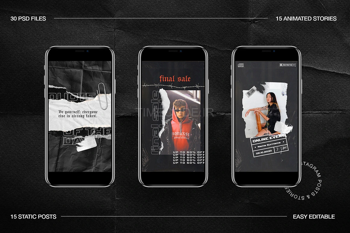 قالب‌های اینستاگرام گرانج برای فتوشاپ و کانوا