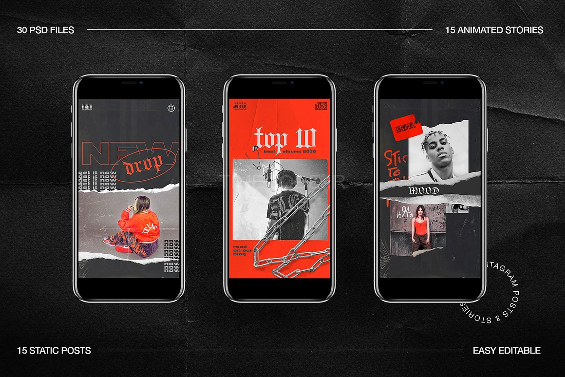 قالب‌های اینستاگرام گرانج برای فتوشاپ و کانوا