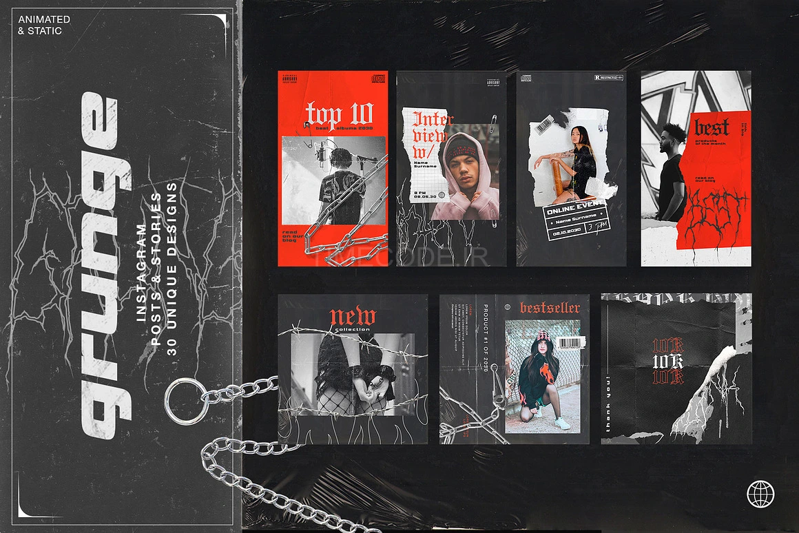 قالب‌های اینستاگرام گرانج برای فتوشاپ و کانوا