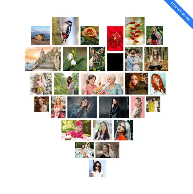 موکاپ کلاژ عکس طرح قلب