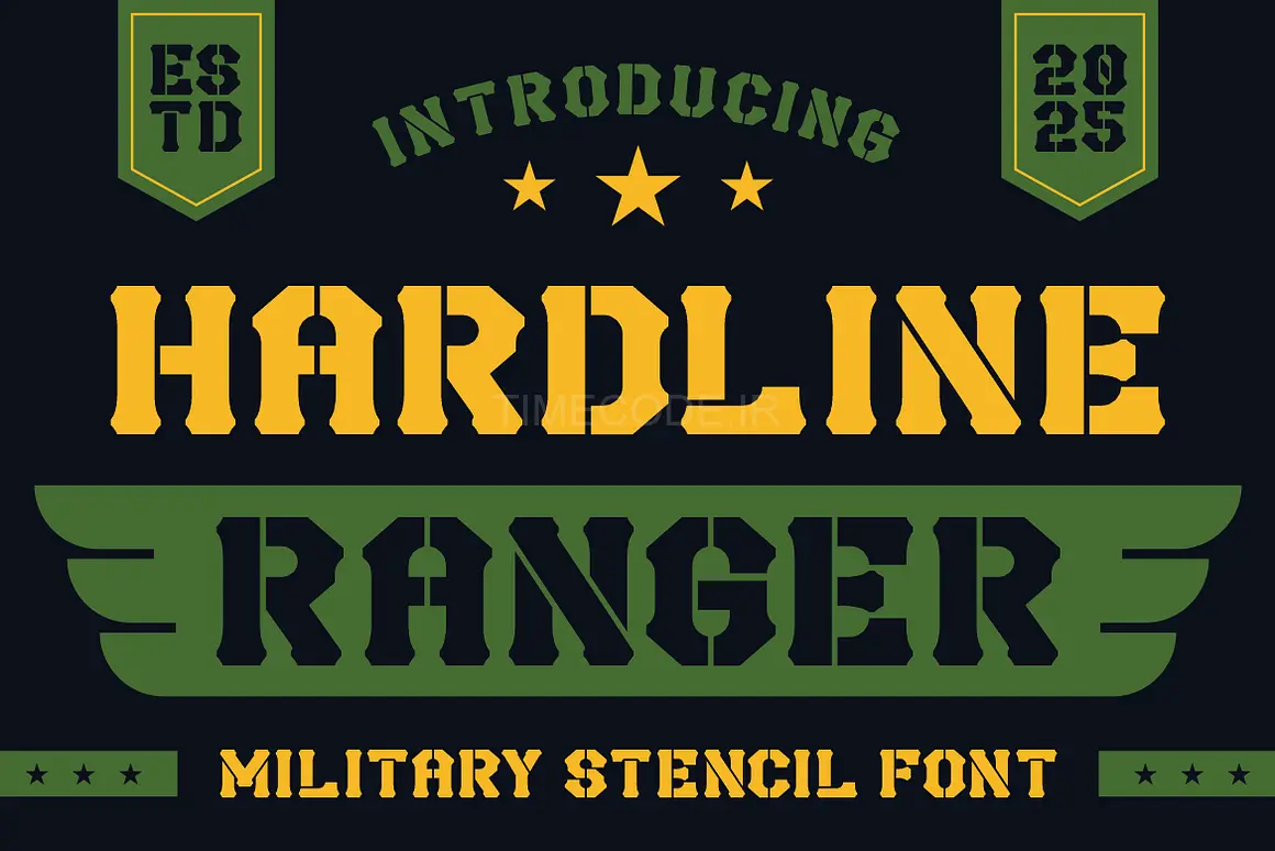 فونت انگلیسی نظامی Hardline Ranger Military Stencil – تایم کد
