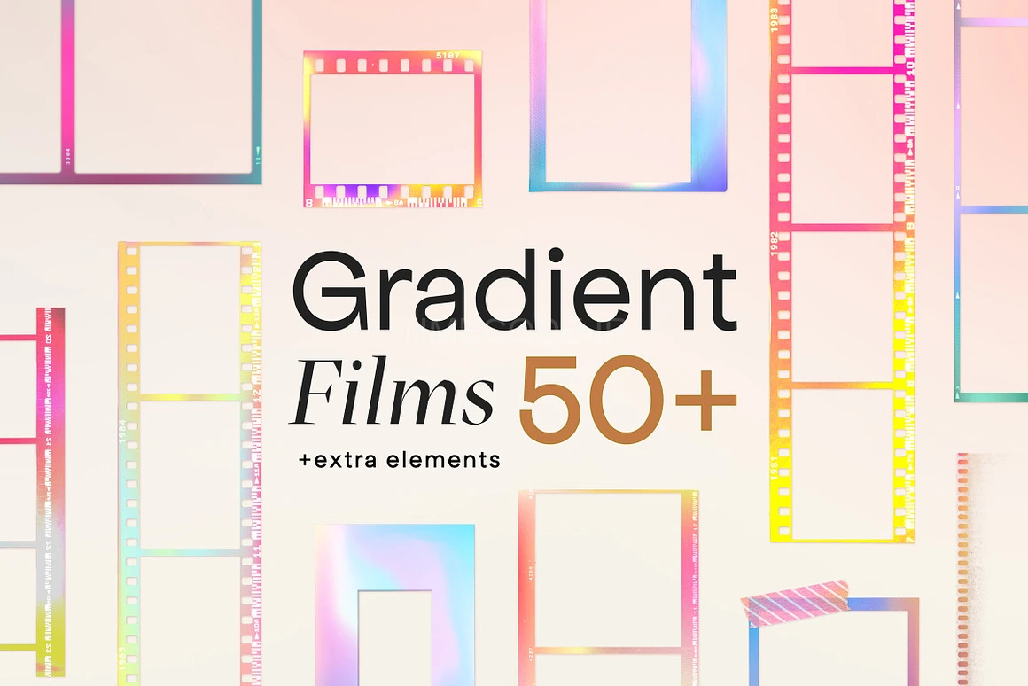 مجموعه فریم فیلم Gradient High Quality Film Frames – تایم کد