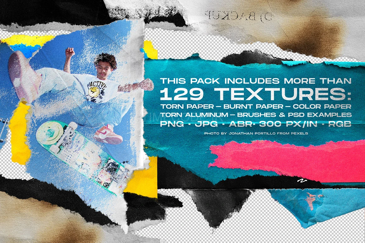 مجموعه تکسچر کاغذ پاره شده برای فتوشاپ Ripped Paper Textures For ...