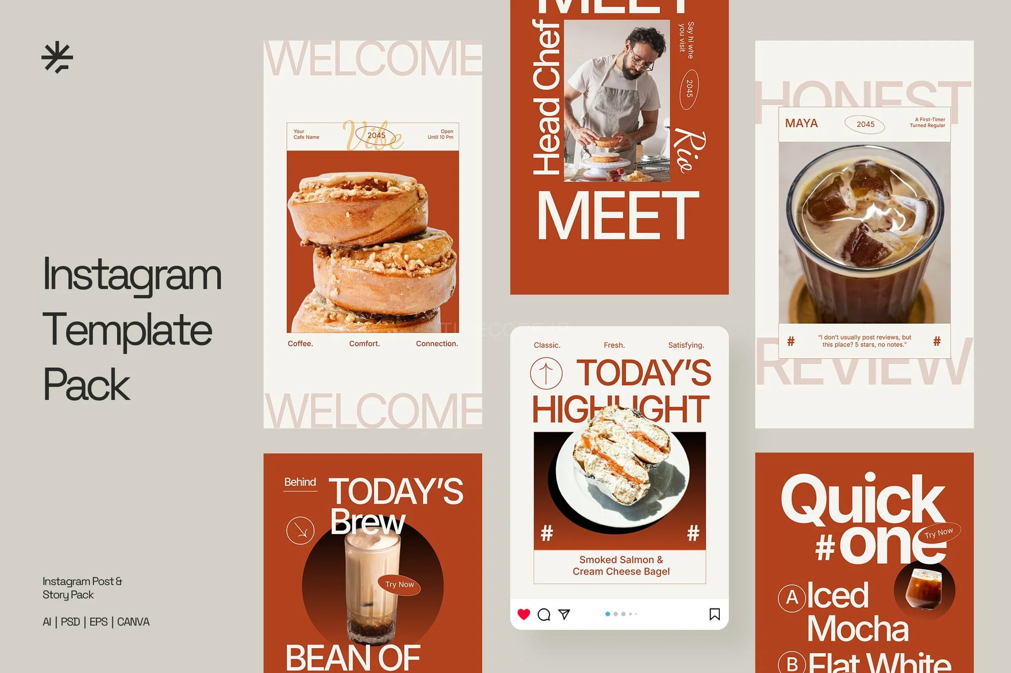 پکیج قالب اینستاگرام رستوران و کافه Bold Restaurant And Cafe Instagram ...