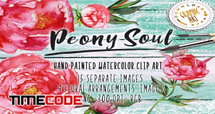 Watercolor-clipart-Peony-wreath