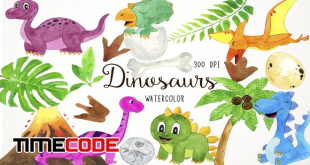 Watercolor-Dinosaurs-Clipart