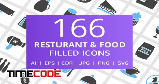 166 Restaurant & Food Filled Icons