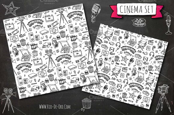 74 Cinema hand drawn elements