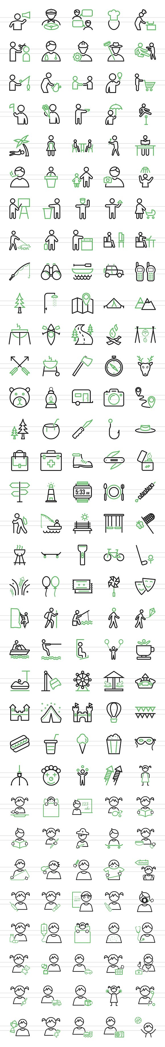 166 Activities Line Icons