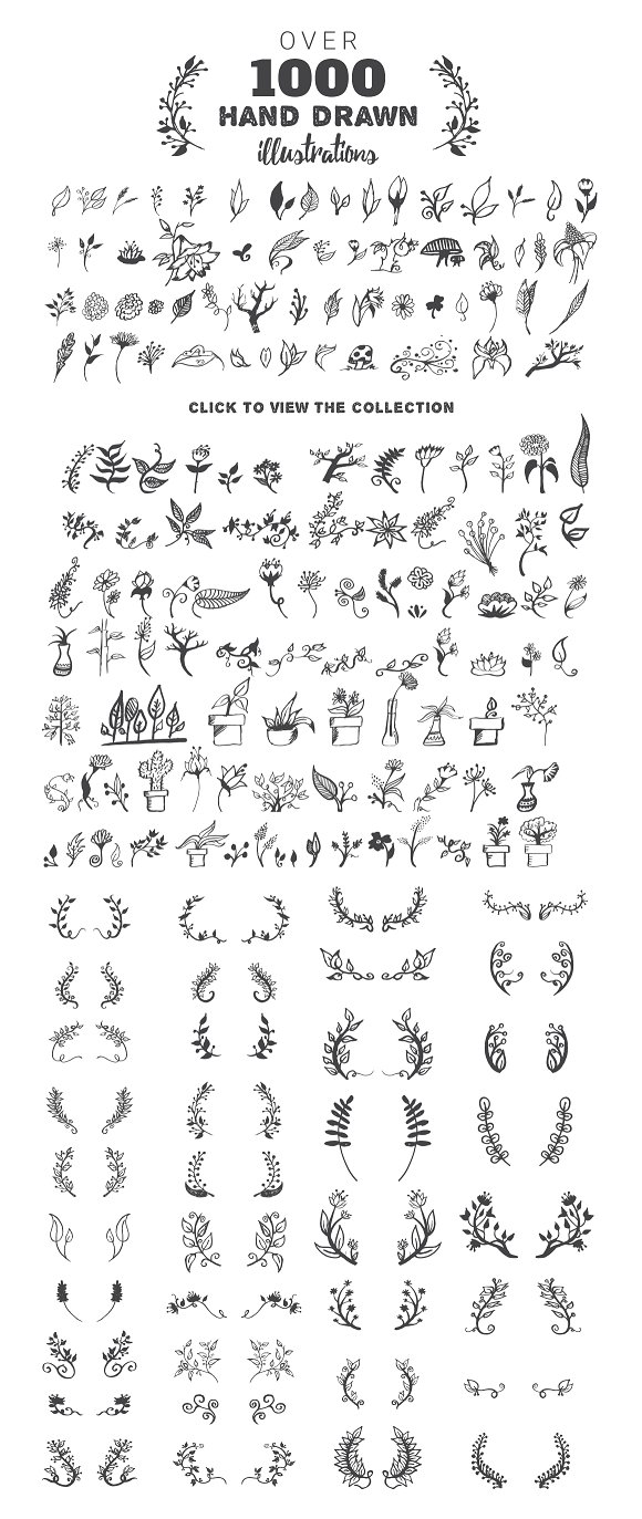 1000 Hand Drawn Illustrations