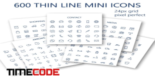 600 vector thin line mini icons set.