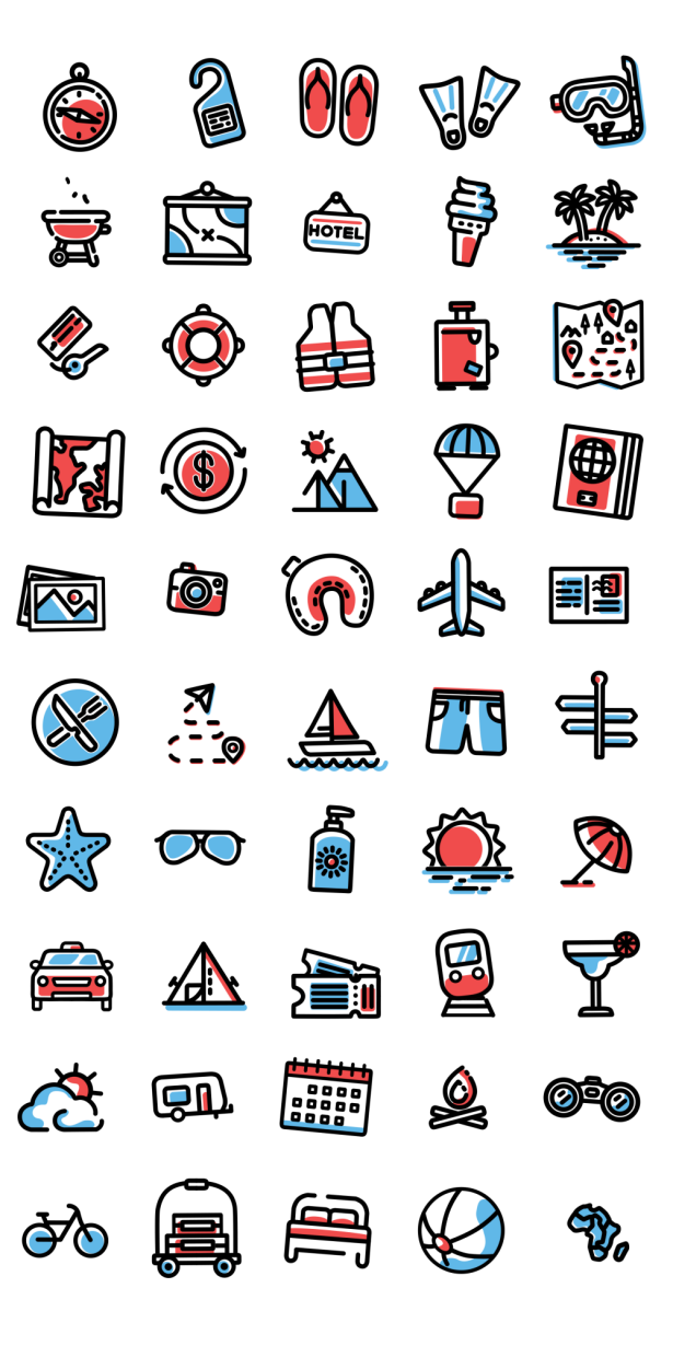  Travel Holiday Flat Icons 