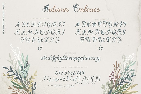 Autumn Embrace Floral Font + EXTRAS