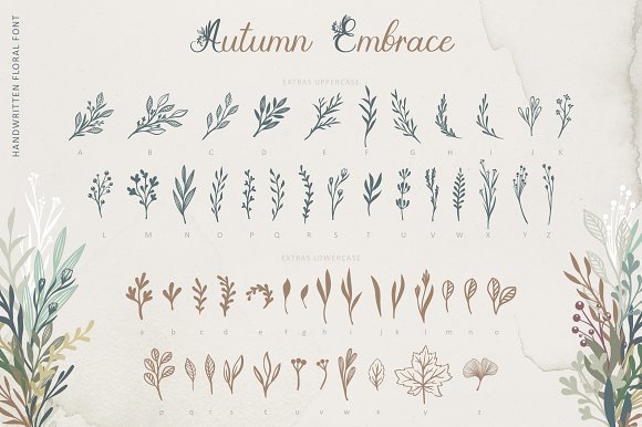 Autumn Embrace Floral Font + EXTRAS