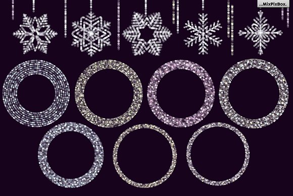 SNOWFLAKES Clipart + Backgrounds