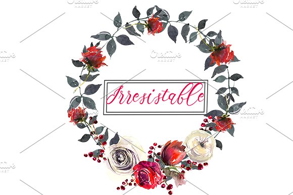 Red Roses Watercolor Clipart Set