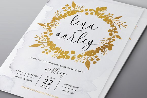 Golden Foliage Wedding Invitation