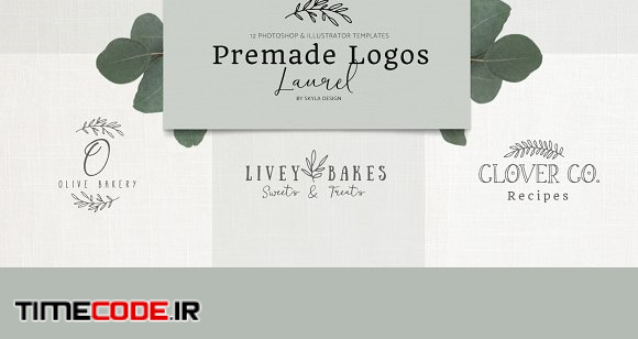 Premade Logo bundle laurel feminine