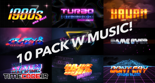  4K 1980s 10 Logo Text Intro Pack 