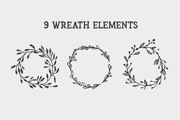 9 Vintage Wreath Graphic Design Elem