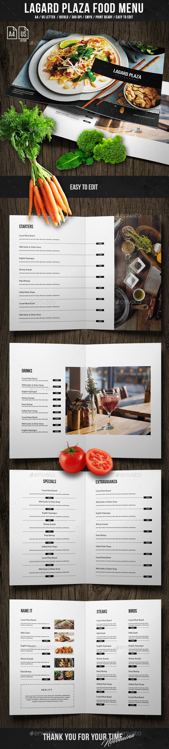  Lagard Plaza Bifold Menu A4 and US Letter 