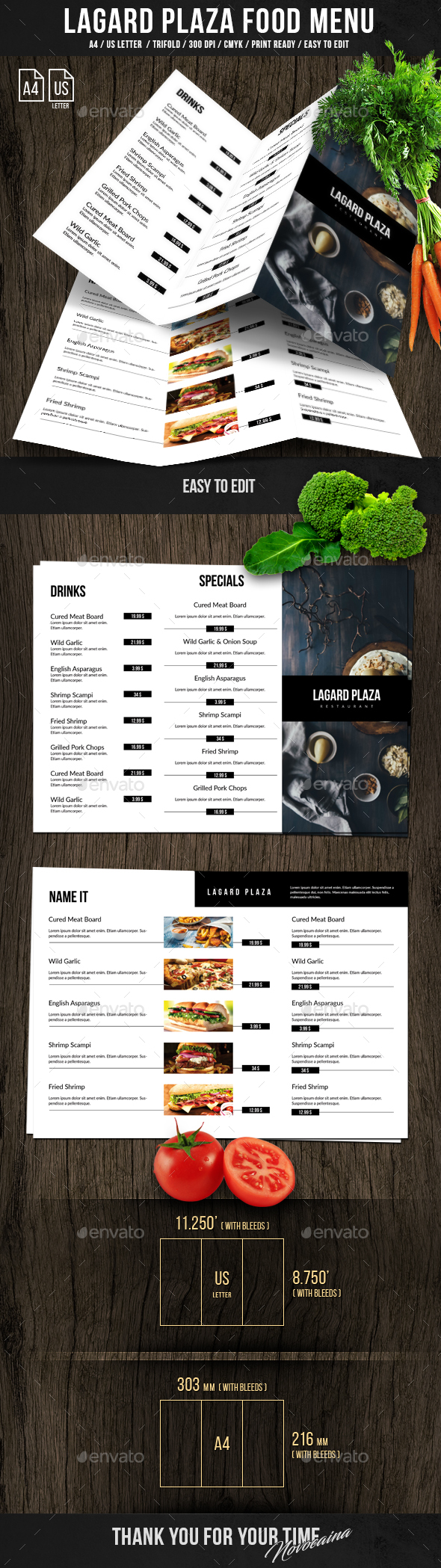  Lagard Plaza Trifold A4 and US Letter Menu 