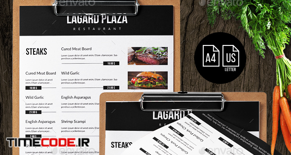  Lagard Plaza A4 and US Letter Single Page Menu 